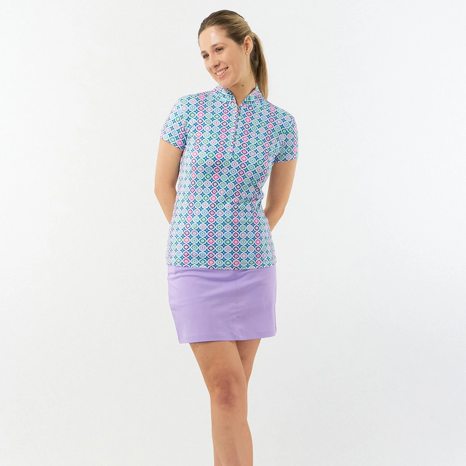 Pure Golf Rise Ladies Golf Polo Shirt Geoflower 7 Pure Golf Rise Ladies Golf Polo Shirt Geoflower - Image 5