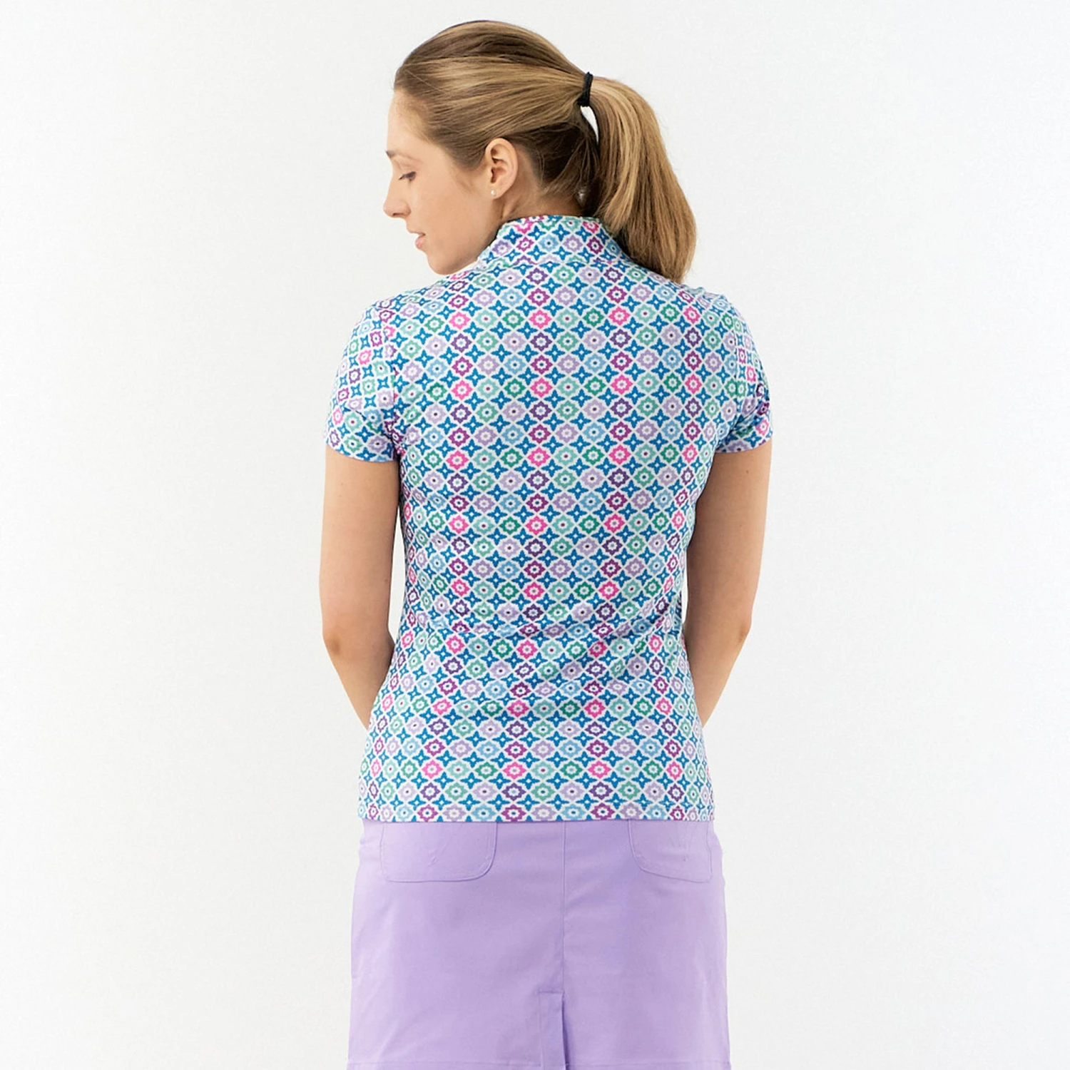 Pure Golf Rise Ladies Golf Polo Shirt Geoflower 9 Pure Golf Rise Ladies Golf Polo Shirt Geoflower - Image 7