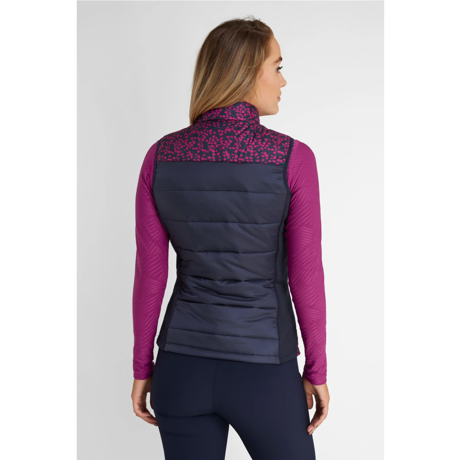 Green Lamb Giselle Print Quilted Gilet Pebble/Navy 6 Green Lamb Giselle Print Quilted Gilet Pebble/Navy - Image 4