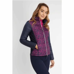 Green Lamb Giselle Print Quited Ladies Golf Jacket Pebble/Navy -Teepeg Store AG21901 NAVY 3