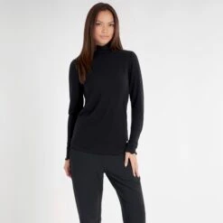 Green Lamb Mackenzie Ribbed Ladies Golf Polo Neck Black -Teepeg Store AG24045 BLACK 11