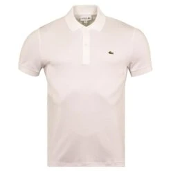 Lacoste Mens Ribbed Collar Cotton Polo Shirt White