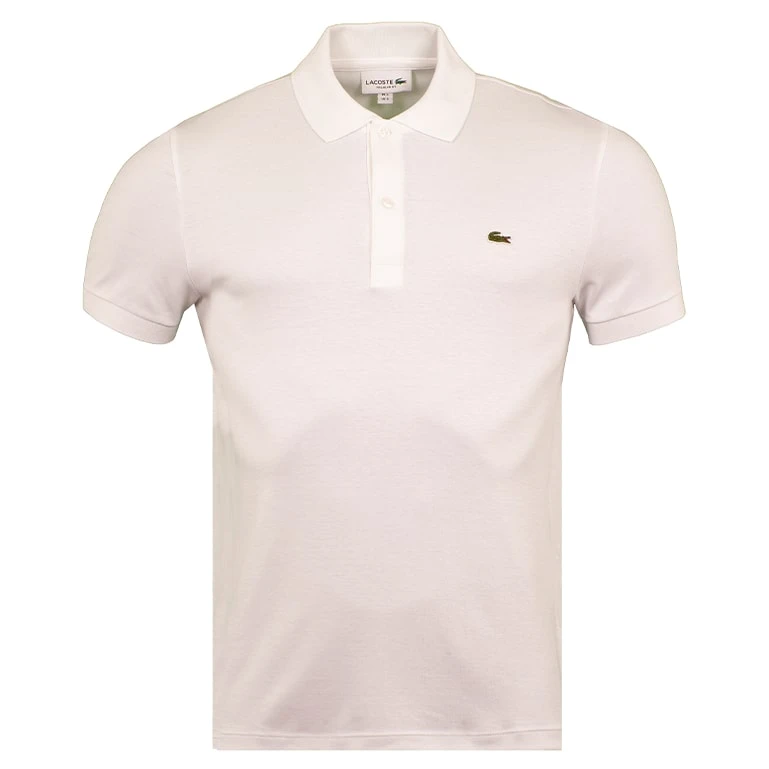 Lacoste Mens Ribbed Collar Cotton Polo Shirt White 3 Lacoste Mens Ribbed Collar Cotton Polo Shirt White