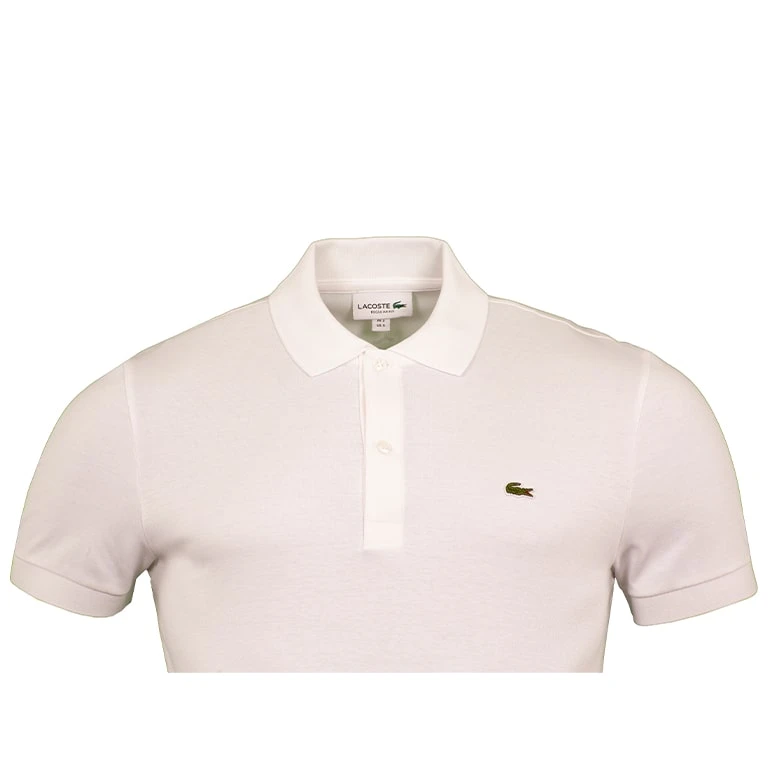 Lacoste Mens Ribbed Collar Cotton Polo Shirt White 5 Lacoste Mens Ribbed Collar Cotton Polo Shirt White - Image 3
