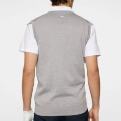 J.Lindeberg J Lindeberg Liam Knitted Mens Tour Merino Golf Vest Light Grey Melange -Teepeg Store GMKW11843 U199 14