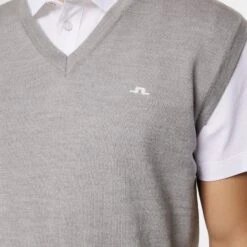 J.Lindeberg J Lindeberg Liam Knitted Mens Tour Merino Golf Vest Light Grey Melange -Teepeg Store GMKW11843 U199 15