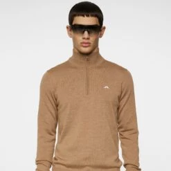 J.Lindeberg J Lindeberg Kian Tour Merino Mens Sweater Tigers Eye -Teepeg Store GMKW11845 E376 12