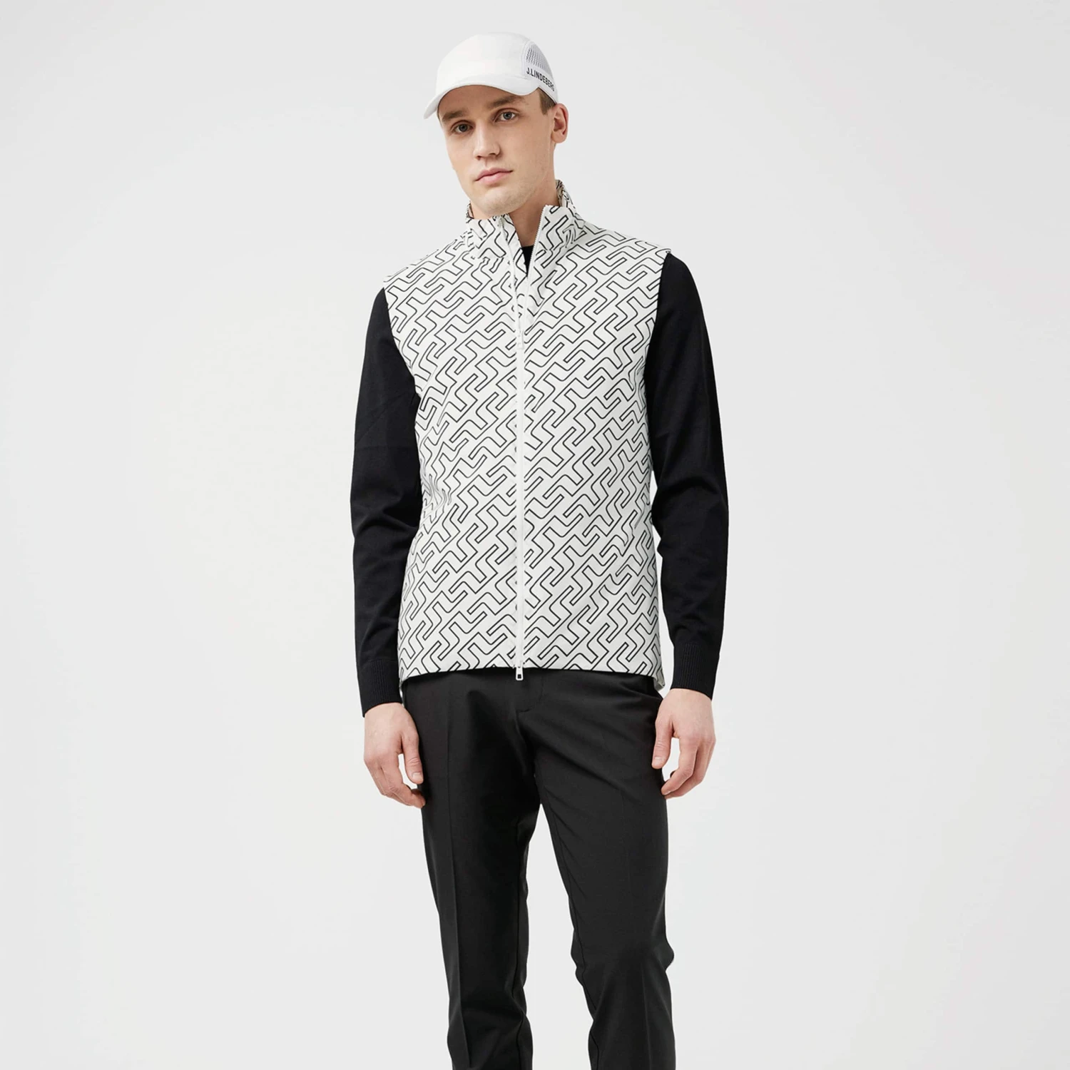 J.Lindeberg J Lindeberg Packlight Print Golf Vest Navy Bridge Monogram 7 J.Lindeberg J Lindeberg Packlight Print Golf Vest Navy Bridge Monogram - Image 5