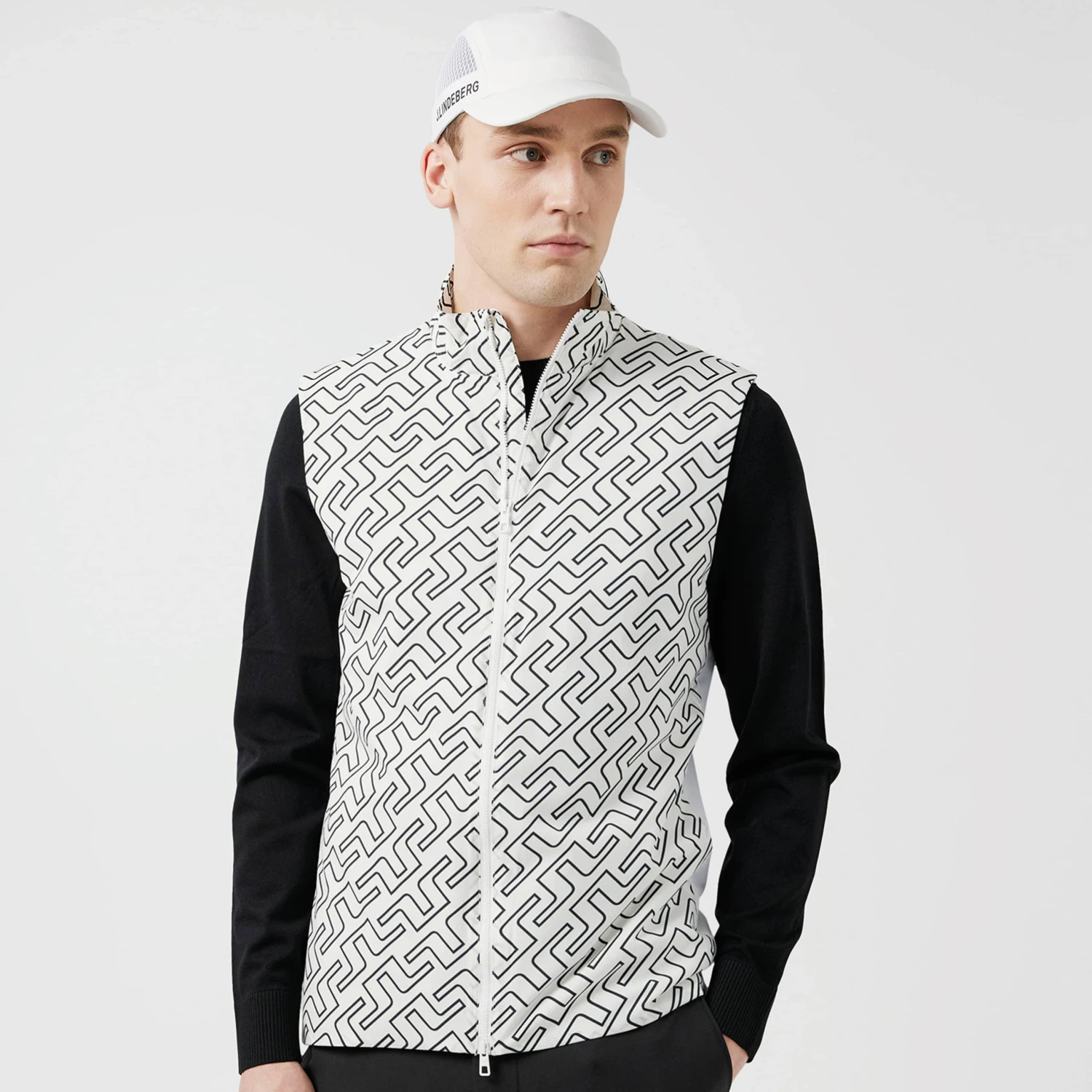 J.Lindeberg J Lindeberg Packlight Print Golf Vest Navy Bridge Monogram 8 J.Lindeberg J Lindeberg Packlight Print Golf Vest Navy Bridge Monogram - Image 6
