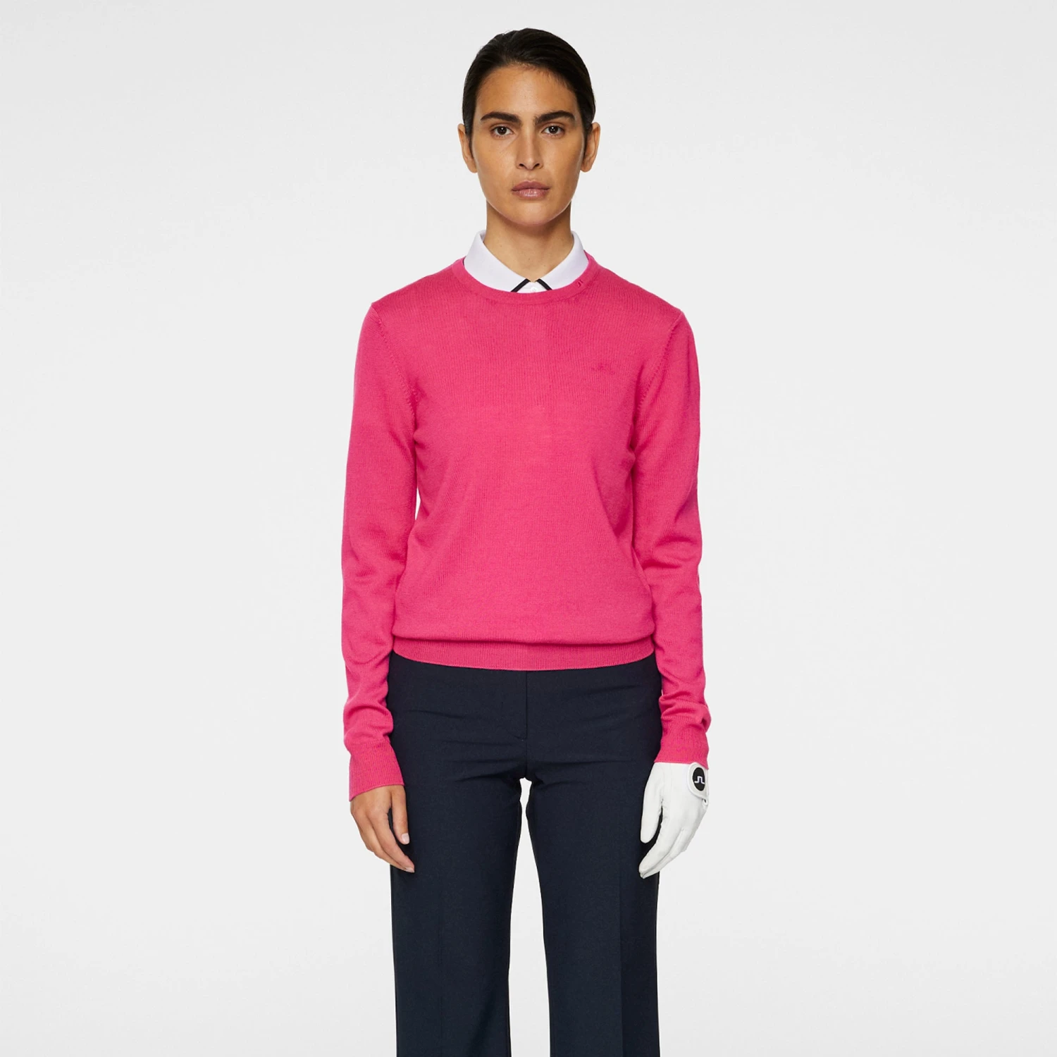 J.Lindeberg J Lindeberg Aria Knitted Ladies Golf Sweater Pink Peacock 5 J.Lindeberg J Lindeberg Aria Knitted Ladies Golf Sweater Pink Peacock - Image 3
