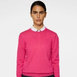 J.Lindeberg J Lindeberg Aria Knitted Ladies Golf Sweater Pink Peacock 12 J.Lindeberg J Lindeberg Aria Knitted Ladies Golf Sweater Pink Peacock -Teepeg Store GWKW11672 S153 12