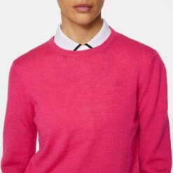 J.Lindeberg J Lindeberg Aria Knitted Ladies Golf Sweater Pink Peacock 14 J.Lindeberg J Lindeberg Aria Knitted Ladies Golf Sweater Pink Peacock -Teepeg Store GWKW11672 S153 14