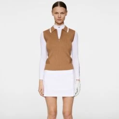 J.Lindeberg J Lindeberg Ramona Ladies Knitted Polo Shirt Tigers Eye -Teepeg Store GWKW12013 E376 11