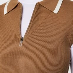 J.Lindeberg J Lindeberg Ramona Ladies Knitted Polo Shirt Tigers Eye -Teepeg Store GWKW12013 E376 15