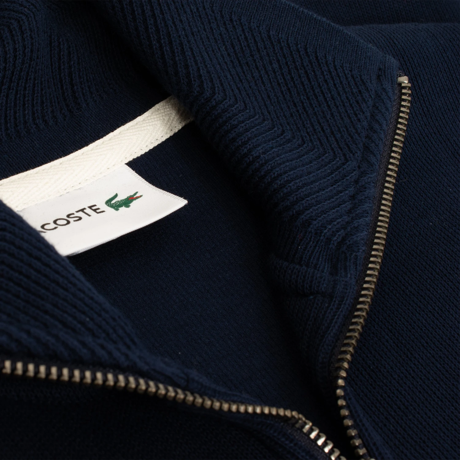 Lacoste Quarter Zip Stand Up Collar Cotton Sweatshirt Navy 15 Lacoste Quarter Zip Stand Up Collar Cotton Sweatshirt Navy - Image 13