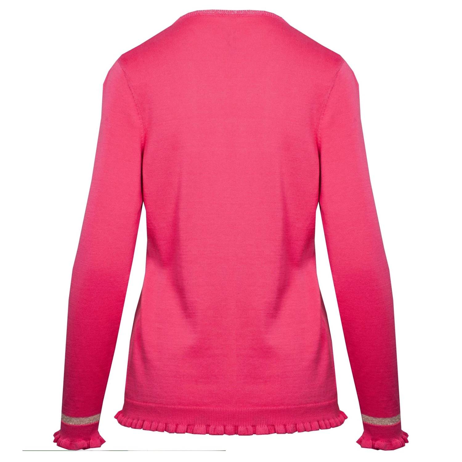 Girls Golf Ruffle Knit V Neck Jumper Pink 4 Girls Golf Ruffle Knit V Neck Jumper Pink - Image 2