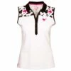 Girls Golf BLACK HEARTS Ladies Sleeveless Golf Polo Shirt White/Black -Teepeg Store image245339670 2