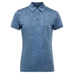 J.Lindeberg J Lindeberg Alaya Jacquard Ladies Golf Polo Shirt Orion Blue Croco