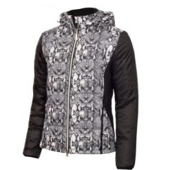 Green Lamb Giselle Print Quited Ladies Golf Jacket Snake/Black