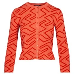 J.Lindeberg J Lindeberg Odessa Ladies Golf Cardigan Faded Rose Bridge Monogram