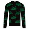 Lacoste Live Crocodile Print Sweater Black/Flourine Green -Teepeg Store image314923935