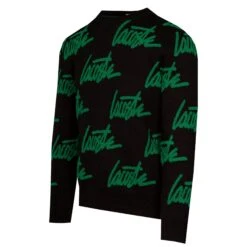 Lacoste Live Crocodile Print Sweater Black/Flourine Green -Teepeg Store image314923937