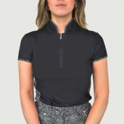Pure Golf Holly Cap Sleeve Polo Shirt Black 13 Pure Golf Holly Cap Sleeve Polo Shirt Black -Teepeg Store image320988286