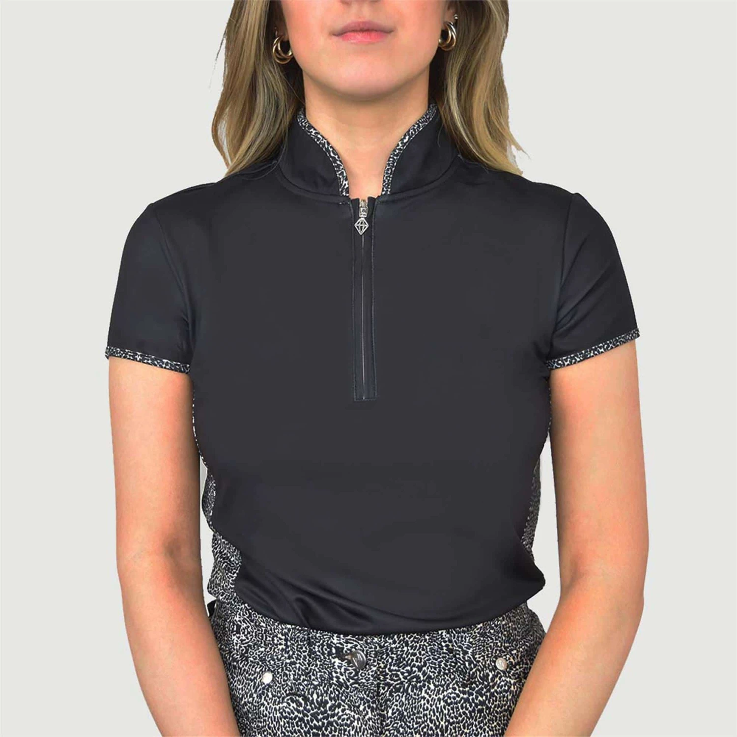 Pure Golf Holly Cap Sleeve Polo Shirt Black 8 Pure Golf Holly Cap Sleeve Polo Shirt Black - Image 6