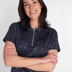 Green Lamb Katlynne Silver Foil Polo Shirt Navy -Teepeg Store image324968969