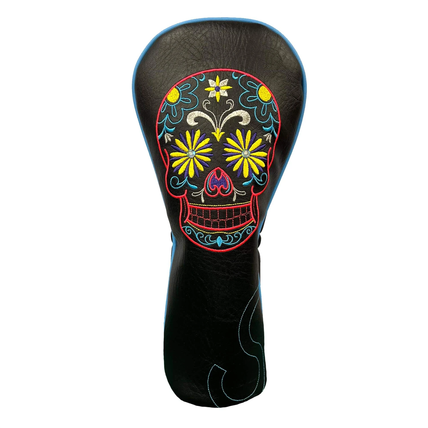 Swarovski Sugar Skull Blue Driver Headcover Black 3 Swarovski Sugar Skull Blue Driver Headcover Black