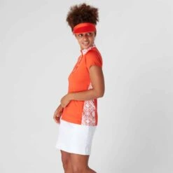 Swing Out Sister Clarissa Cap Sleeve Ladies Golf Polo Shirt Lucious Red -Teepeg Store image383666549