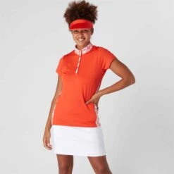 Swing Out Sister Clarissa Cap Sleeve Ladies Golf Polo Shirt Lucious Red -Teepeg Store image383666551
