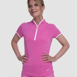 Pure Golf Bloom Ladies Golf Polo Shirt Azalea Pink -Teepeg Store image385560198