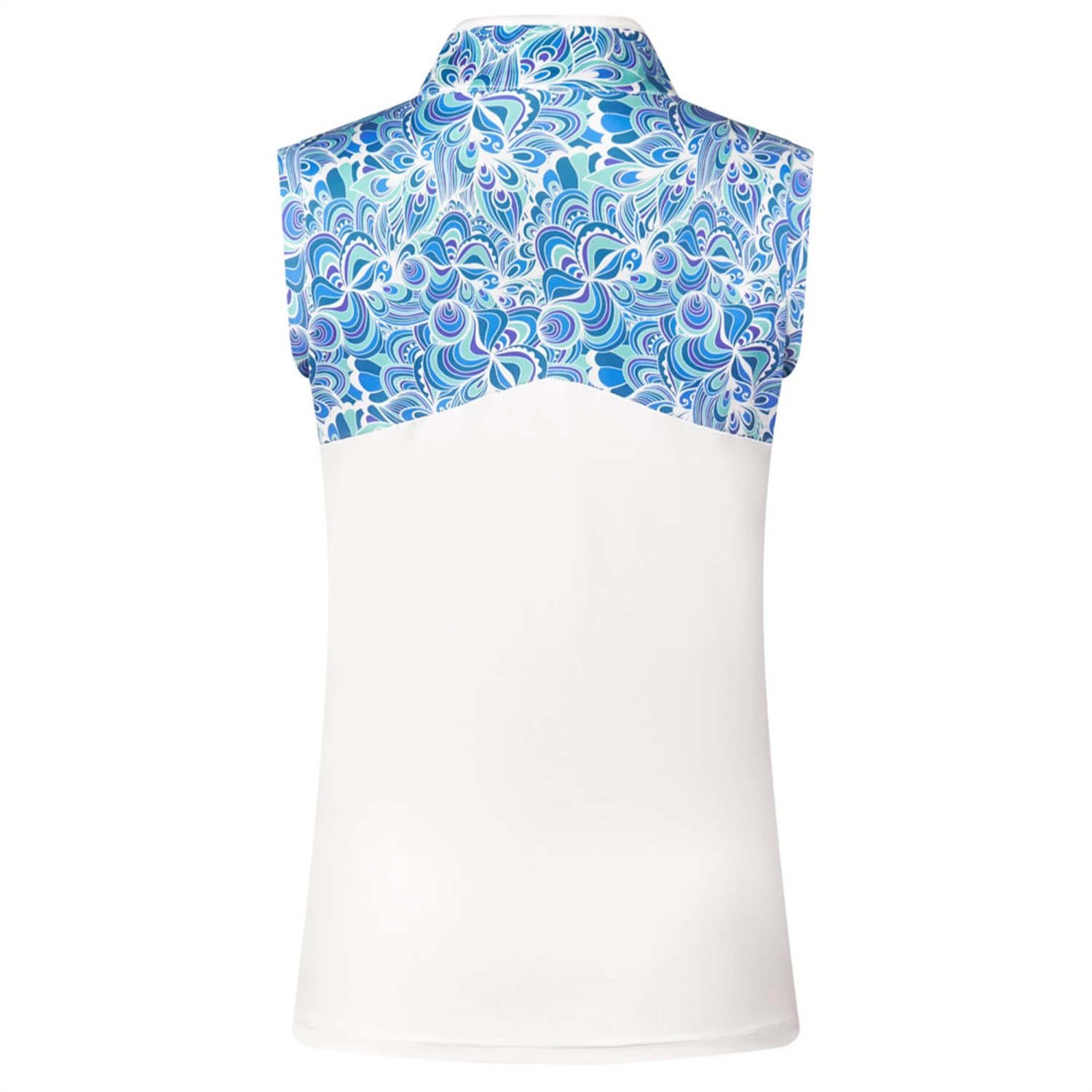 Pure Golf Harmony Ladies Sleeveless Golf Polo Shirt Peacock Swirl 5 Pure Golf Harmony Ladies Sleeveless Golf Polo Shirt Peacock Swirl - Image 3