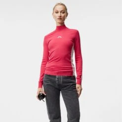J.Lindeberg J Lindeberg Adia Knitted Ladies Golf Sweater Azalea -Teepeg Store image386935064