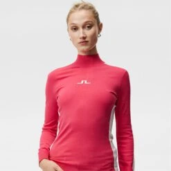 J.Lindeberg J Lindeberg Adia Knitted Ladies Golf Sweater Azalea -Teepeg Store image386935066