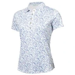 Green Lamb Melanie Printed Ladies Golf Polo Shirt Terrazzo Print