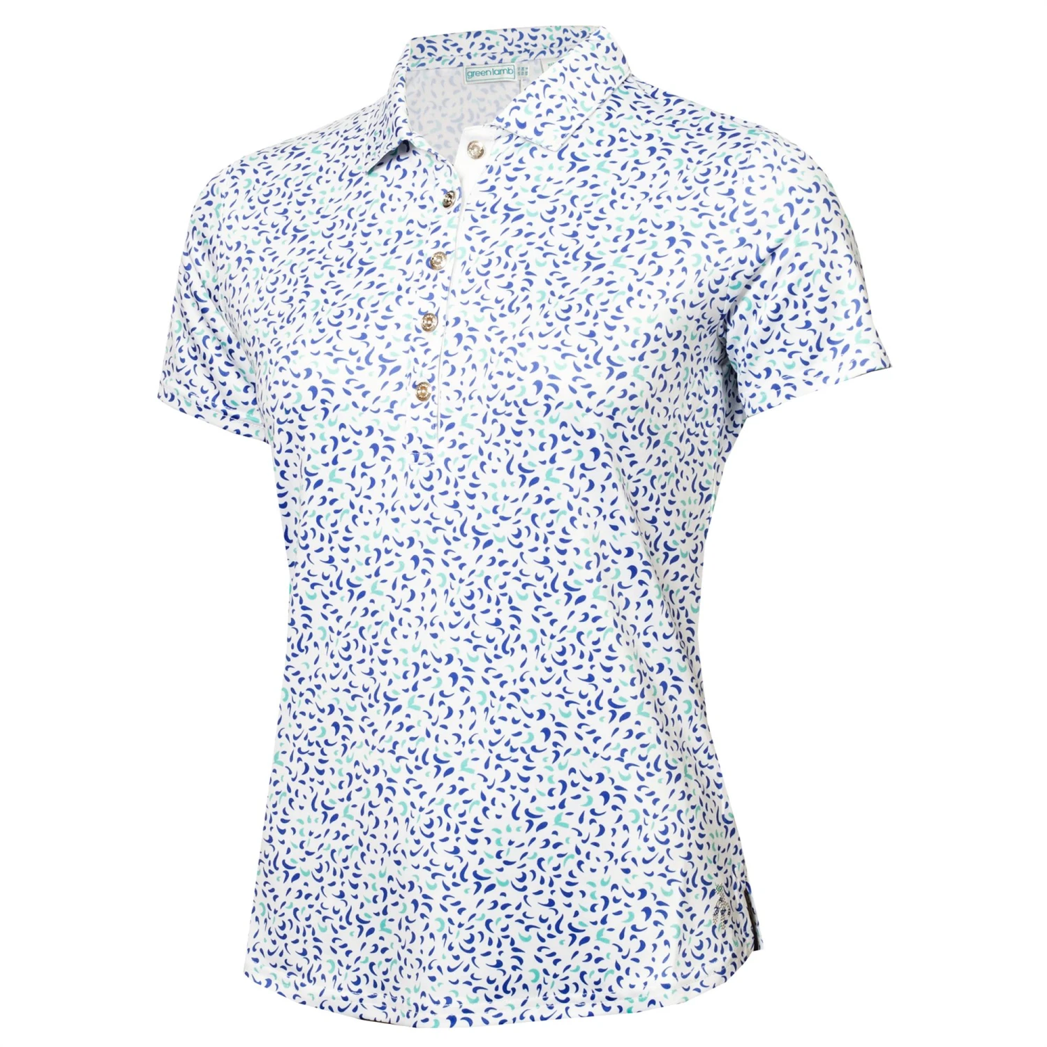 Green Lamb Melanie Printed Ladies Golf Polo Shirt Terrazzo Print 3 Green Lamb Melanie Printed Ladies Golf Polo Shirt Terrazzo Print