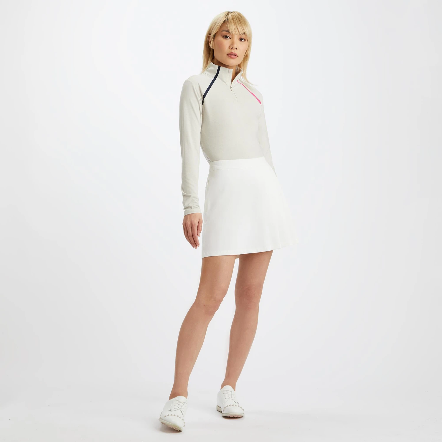 G/FORE Colour Block Luxe Ladies Golf Mid Layer Stone Heather 5 G/FORE Colour Block Luxe Ladies Golf Mid Layer Stone Heather - Image 3