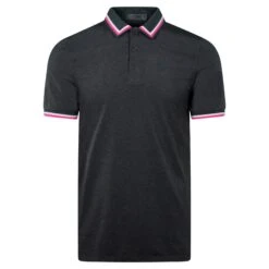 G/FORE Melange Tech Jersey Mens Golf Polo Shirt Charcoal Heather Grey