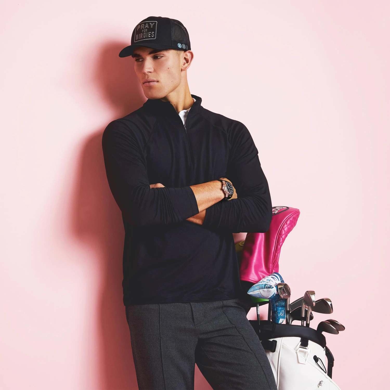 G/FORE Luxe Quarter Zip Mens Golf Mid Layer Onyx 5 G/FORE Luxe Quarter Zip Mens Golf Mid Layer Onyx - Image 3