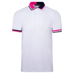 G/FORE Two Tone Collar Tech Pique Mens Golf Polo Shirt Snow