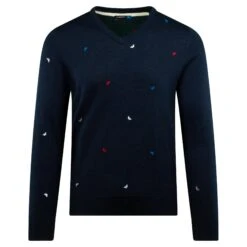 J.Lindeberg J Lindeberg Allover Bridge Merino Knitted Sweater Navy