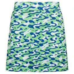 J.Lindeberg J Lindeberg Amelie Mid Print Ladies Golf Skirt Caldera Jade Cream