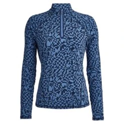 G/FORE Distorted Check Ruched Quarter Zip Ladies Golf Mid Layer Twilight