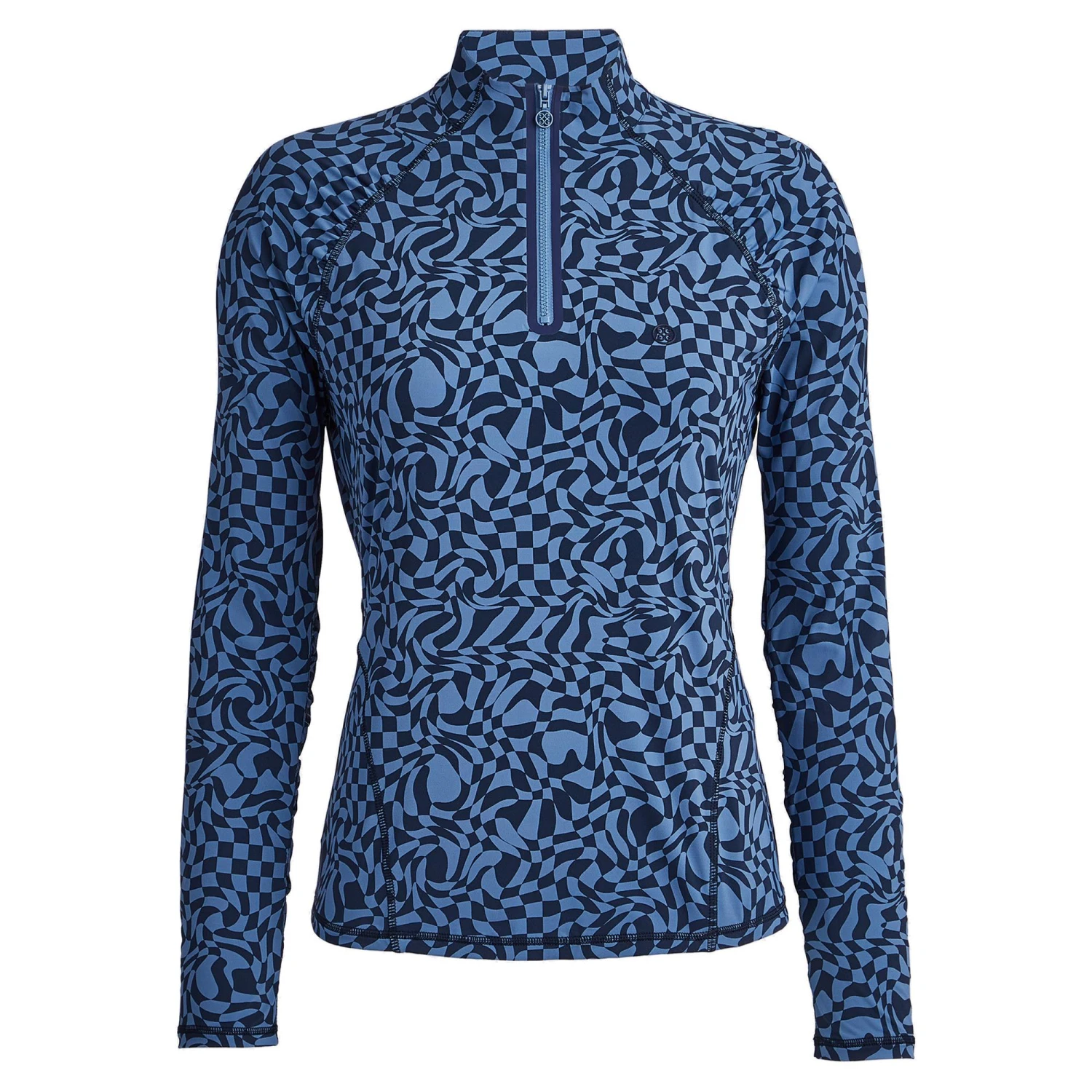 G/FORE Distorted Check Ruched Quarter Zip Ladies Golf Mid Layer Twilight 3 G/FORE Distorted Check Ruched Quarter Zip Ladies Golf Mid Layer Twilight