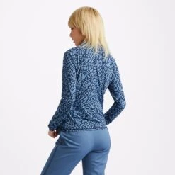 G/FORE Distorted Check Ruched Quarter Zip Ladies Golf Mid Layer Twilight 12 G/FORE Distorted Check Ruched Quarter Zip Ladies Golf Mid Layer Twilight -Teepeg Store image397168304