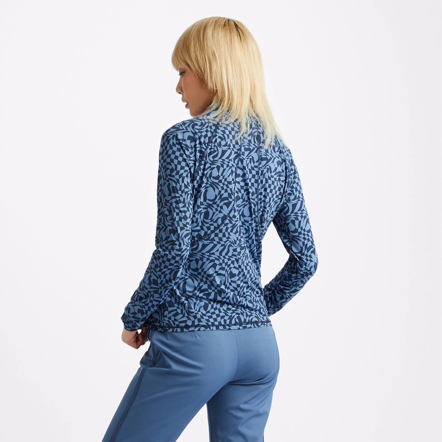 G/FORE Distorted Check Ruched Quarter Zip Ladies Golf Mid Layer Twilight 7 G/FORE Distorted Check Ruched Quarter Zip Ladies Golf Mid Layer Twilight - Image 5