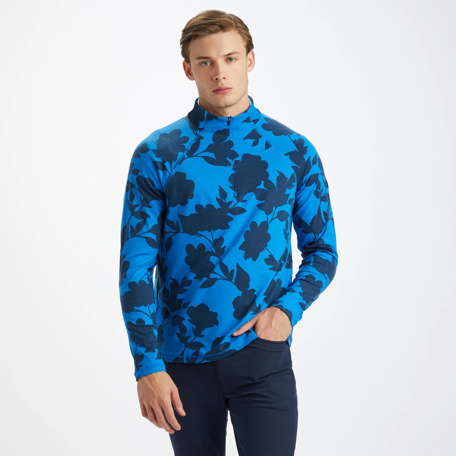 G/FORE Tonal Floral Luxe Mens Golf Mid Layer Racer 7 G/FORE Tonal Floral Luxe Mens Golf Mid Layer Racer - Image 5
