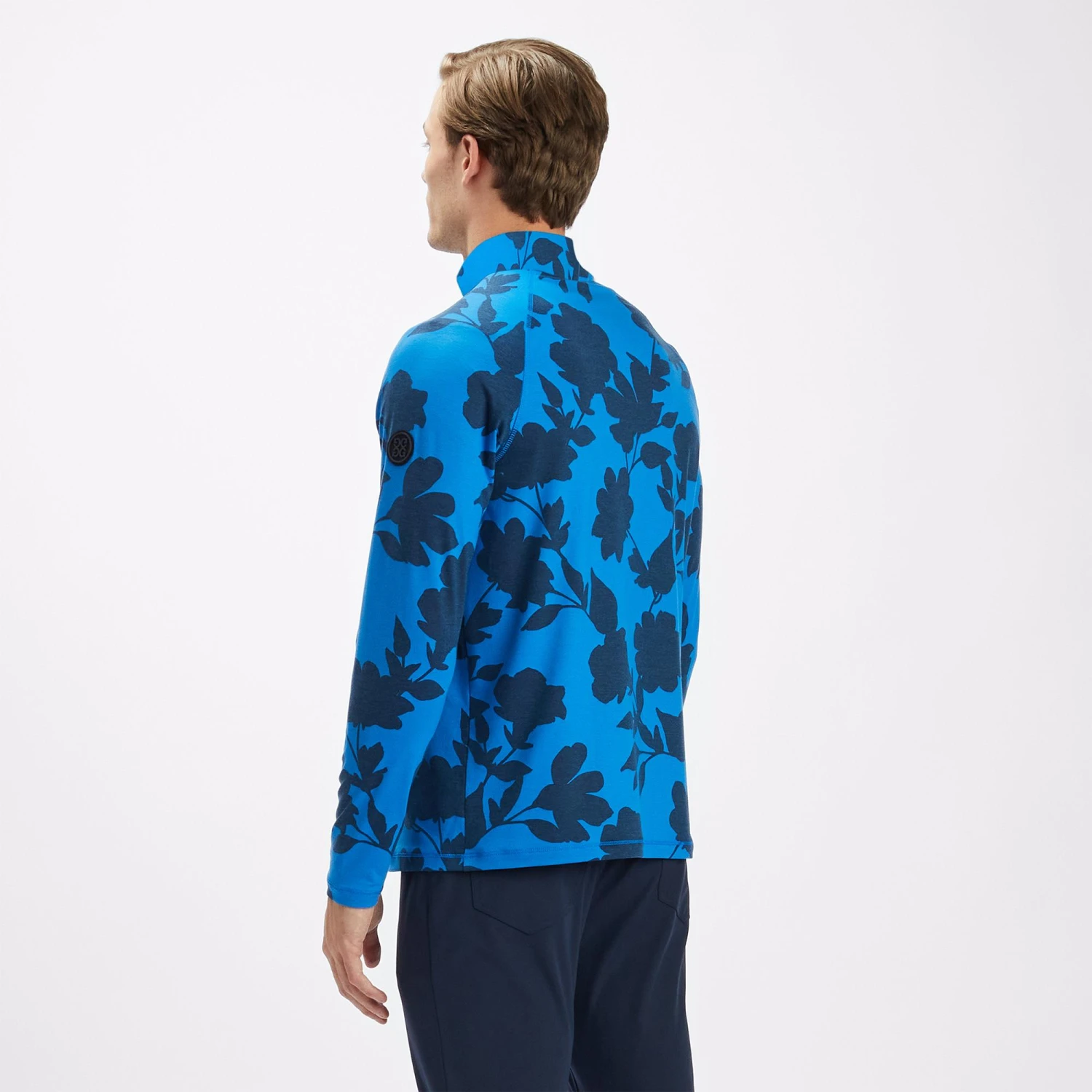 G/FORE Tonal Floral Luxe Mens Golf Mid Layer Racer 4 G/FORE Tonal Floral Luxe Mens Golf Mid Layer Racer - Image 2